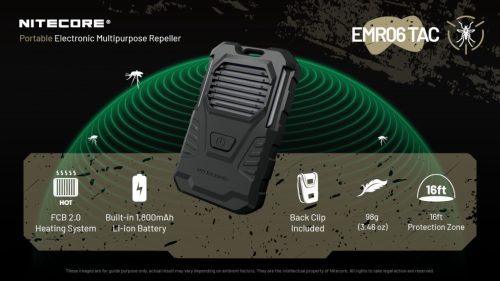 Nitecore Szúnyogriasztó Készülék EMR06 TAC (Beépített 1800mAh akkumulátorral)