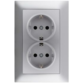 Entac Arnold süllyeszthető fali aljzat 2x földelt Ezüst