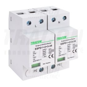   T1+T2+T3 AC típusú túlfeszültség levezető, egybeépített