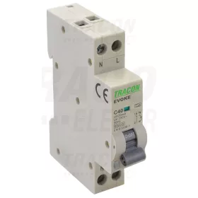   Tracon Kombinált védőkapcsoló, elektronikus, 2P, 1 modul, C kar. C10, 30mA, 6kA, AC,