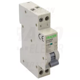   Tracon Kombinált védőkapcsoló, elektronikus, 2P, 1 modul, C kar. C13, 30mA, 6kA, AC,