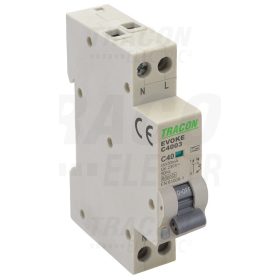   Tracon Kombinált védőkapcsoló, elektronikus, 2P, 1 modul, C kar. C40, 30mA, 6kA, AC,