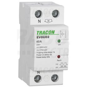   Tracon Aut. visszakapcsoló fesz. növekedési/csökkenési relé AC230V,2P,40AU>:265V,U<:175V, Uon:2s, Trip:1s, Res:30s