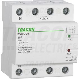   Tracon Aut. visszakapcsoló fesz. növekedési/csökkenési relé AC230V,4P,40AU>:265V,U<:175V, Uon:2s, Trip:1s, Res:30s