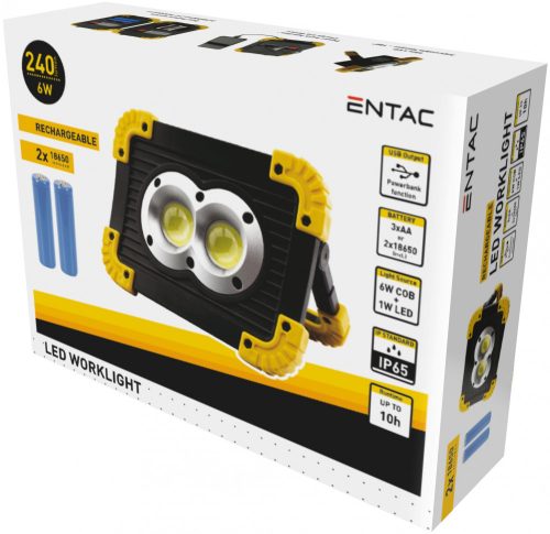 Entac Szerelőlámpa COB 6W+1W Dual Battery