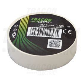   Tracon Szigetelőszalag, fehér 10m×15mm, PVC, 0-90°C, 40kV/mm