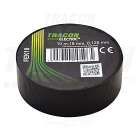   Tracon Szigetelőszalag, fekete 10m×18mm, PVC, 0-90°C, 40kV/mm