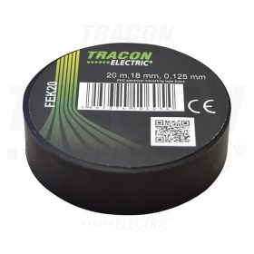   Tracon Szigetelőszalag, fekete 20m×18mm, PVC, 0-90°C, 40kV/mm
