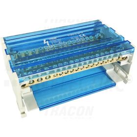   Tracon Moduláris elosztóblokk nyitható fedéllel 4×16(10) mm2 / 12×10(6) mm2, 500VAC/DC, 80A