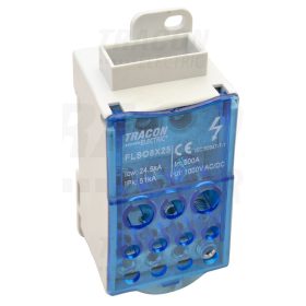   Tracon Fővezetéki leágazó sorkapocs nyitható fedéllel (betápsín) 8×25mm2 / 5×25(16), 4×16(10), 2×35(25)mm2, 1000VAC/DC, 500A