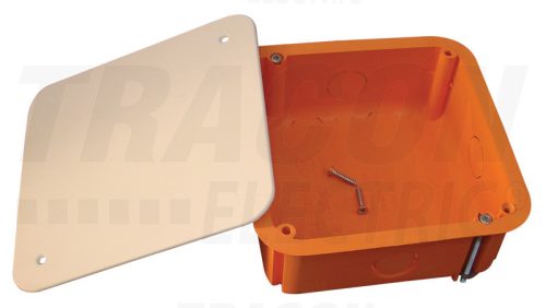Tracon Gipszkarton doboz, sima, fedéllel, narancssárga 100×100×45mm