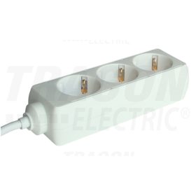   Tracon Hordozható elosztósáv, normál, fehér 3×SCHUKO, 1,5m, max.16A, 250VAC, 3680W, 3x1,0mm2, H05VV-F