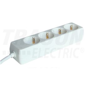   Tracon Hordozható elosztósáv, normál, fehér 4×SCHUKO, 1,5m, max.16A, 250VAC, 3680W, 3x1,0mm2, H05VV-F