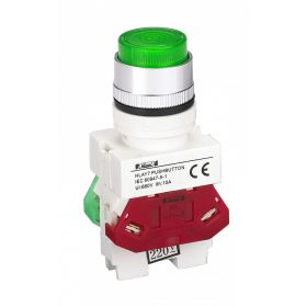 HLAY7-11D Zöld LED világító nyomógomb 220V NO+NC