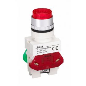 HLAY7-11D Piros LED világító nyomógomb 220V NO+NC