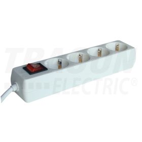   Tracon Hordozható elosztósáv kapcsolóval, normál, fehér 4×SCHUKO, 1,5m, max.16A, 250VAC, 3680W, 3x1,0mm2, H05VV-F