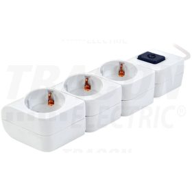   Tracon Hordozható elosztósáv kapcsolóval, fehér 3×SCHUKO, 1,4m, max.16A, 250VAC, 3680W, 3x1mm2, H05VV-F