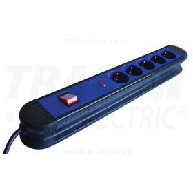   Tracon 5-ös elosztó kapcsolóval+túlfesz védelem 5×SCHUKO, 3m, max.16A, 250VAC, 3680W, H05VV-F