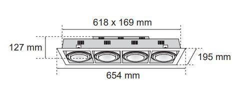 Modulux  SDL-1004/GY, álmennyezetbe süllyeszthető lámpatest működtető egység és fényforrás nélkül 