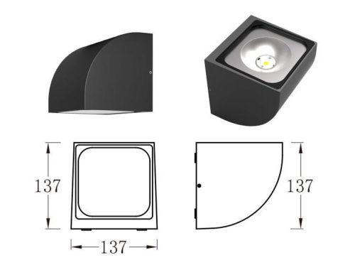 Modulux YL B-3441 MG LED 1X12W 1028LM 3000K IP65 oldalfali lámpa