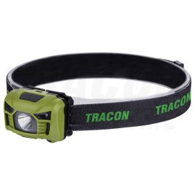   Tracon Fejlámpa, akkumulátoros, mozgásérzékelős kapcsolással 3 W, 120 lm, 5 h, 3,7 V, 1200 mAh 18650 Li-Po
