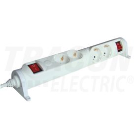   Tracon Forgatható-rögzíthető elosztósáv, kapcsolós 2×2×SCHUKO, 3m, max.16A, 250VAC, 3680W, 3x1,5mm2, H05VV-F