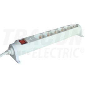   Tracon Forgatható-rögzíthető elosztósáv, kapcsolós 6×SCHUKO, 3m, max.16A, 250VAC, 3680W, 3x1,5mm2, H05VV-F