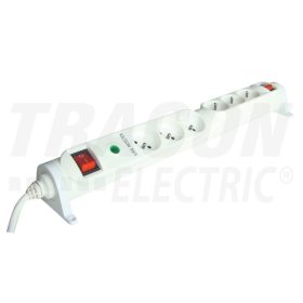   Tracon Forgatható+rögzíthető+kapcsoló+túlfesz, csapos 6×FRENCH, 3m, max.16A, 250VAC, 3680W, 3x1,5mm2, H05VV-F
