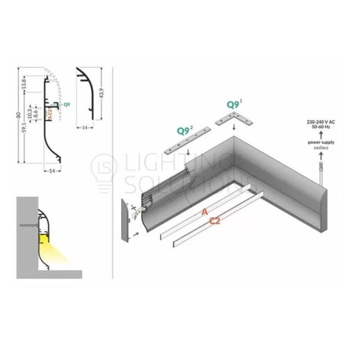 TOPMET kiegészítő profil SKIRT10 1000 mm natúr