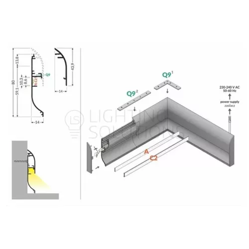 TOPMET kiegészítő profil SKIRT10 1000 mm natúr
