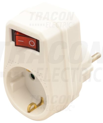 Tracon Csatlakozóaljzat adapter kapcsolóval, fehér 250 VAC 16 A 1×SCHUKO, max. 3680 W