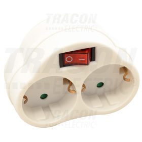   Tracon Csatlakozóaljzat adapter kapcsolóval, fehér 250 VAC 16 A 2×SCHUKO, max. 3680 W