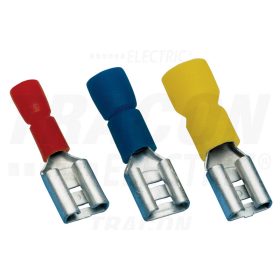   Tracon Szigetelt rátolható csatlakozó hüvely, sárgaréz, kék 6,3×0,8mm, 2,5mm2