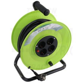   Tracon Kábeldobos hosszabbító, fémvázzal 4×SCHUKO, 20m, 250V AC, 16 A, 3×1,5mm2, H05VV-F, IP20