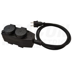   Tracon Kültéri eloszósáv, fekete  16A/250VAC, IP44, H07RN-F, 3G1.5, 5m, 4×SCHUKO