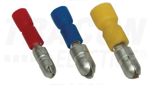 Tracon Szigetelt hengeres csatlakozó dugó, elektrolitréz, kék 2,5mm2, (d1=2,2mm, d2=5mm), PVC