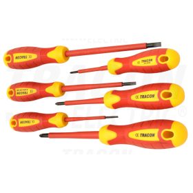   Tracon 1000 V-ra szigetelt csavarhúzó szett 1000 V; 1×5,5×125mm; 0,8×4×100mm; 0,4×2,5×75mm