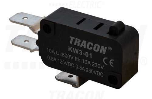 Tracon Helyzetkapcsoló, mikro, ütközős 1×CO 10(3)A/230V AC, 6,3x0,8 mm, IP00
