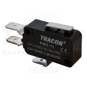   Tracon Helyzetkapcsoló, mikro, rugószáras 1×CO 10(3)A/230V, 15mm, 6,3x0,8 mm, IP00