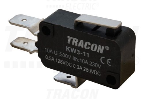 Tracon Helyzetkapcsoló, mikro, rugószáras 1×CO 10(3)A/230V, 15mm, 6,3x0,8 mm, IP00