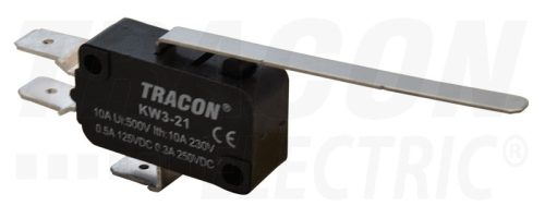 Tracon Helyzetkapcsoló, mikro, rugószáras 1×CO 10(3)A/230V, 52mm, 6,3x0,8 mm, IP00