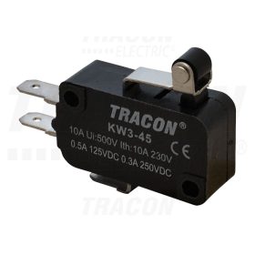   Tracon Helyzetkapcsoló, mikro, karos-görgős 1×CO 10(3)A/230V, 15mm, 4,8x0,8 mm, IP00