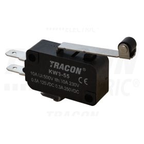   Tracon Helyzetkapcsoló, mikro, karos-görgős 1×CO 10(3)A/230V, 28mm, 4,8x0,8 mm, IP00