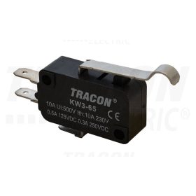   Tracon Helyzetkapcsoló, mikro, íves-rugószár  1×CO 10(3)A/230V, 28mm, 4,8x0,8 mm, IP00
