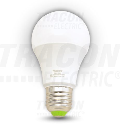 Tracon Gömb burájú LED fényforrás 230 V, 50 Hz, 10 W, 4000 K, E27, 800 lm, 250°, A60, EEI=A+