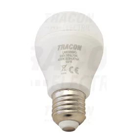   Tracon Fényerő-szabályozható gömb burájú LED fényforrás 230 V, 50 Hz, 10 W, 4000 K, E27, 800 lm, 250°, A60, EEI=A+