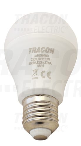 Tracon Fényerő-szabályozható gömb burájú LED fényforrás 230 V, 50 Hz, 10 W, 2700 K, E27, 800 lm, 250°, A60, EEI=A+