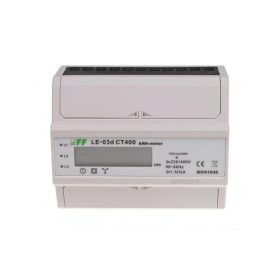   F&F Fogyasztásmérő DIN sínre, 3 fázisú 400/5 áramváltóhoz, LCD, MID 7 modul