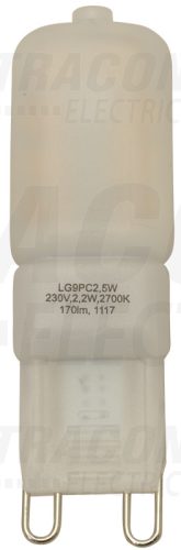 Tracon LED G9 fényforrás műanyag házban 230 V, 50 Hz, G9, 2,5 W, 180 lm, 4000 K, 300°, EEI=A+