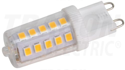Tracon LED fényforrás műanyag házban, 230 VAC, 3 W, 4000 K, G9, 350 lm, 270°, EEI=E